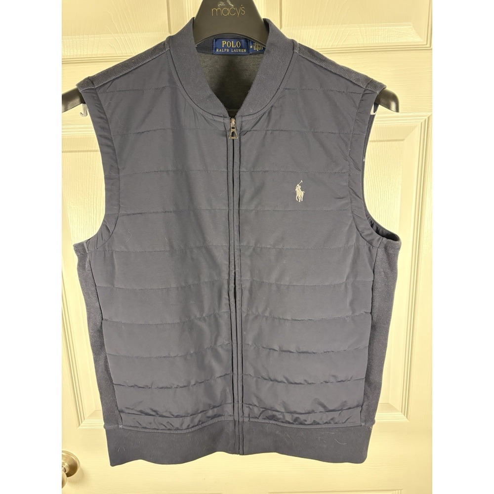 Polo Ralph Lauren Men's Quilted Hybrid Full-Zip Vest Navy Blue Medium M